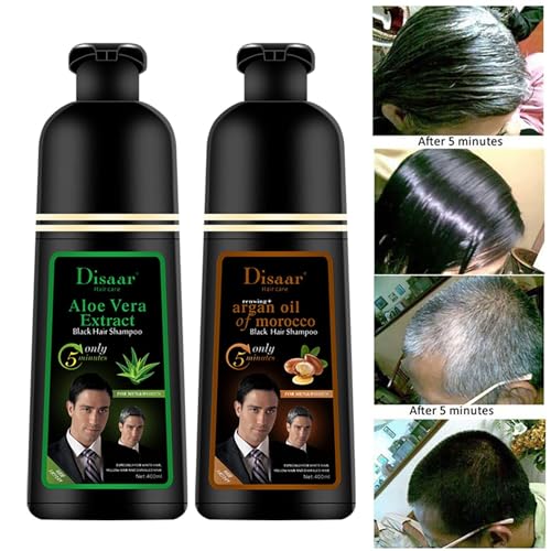 DISAAR BEAUTY Dye Black Hair Shampoo 5 Minutes Only Dying White Grey Yellow Damaged Hair Lasts Up To 4 Weeks Hair Care 400ml / 13.52fl.oz