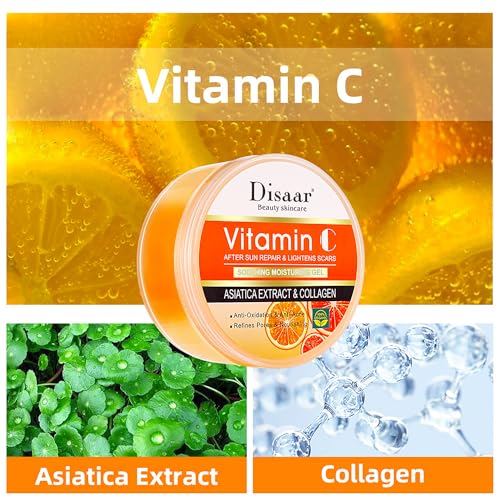 DISAAR Beauty Vitamin C Collagen Moisturizing Gel Orance Extract After Sun Repair Soothing Refines Pores Anti-Oxidation 300g / 10.14fl.oz