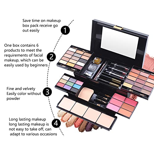 DISAAR BEAUTY All In One Makeup Gift Kit - The Ultimate Color Combination - 39 Eyeshadow, 4 Compact Powder, 6 Blusher, 3 Lipsticks, 2 Eyebrow Pencils, 2 Glitters, 1 Brush, 1 Mascara, 1 Mirror, 49 Colors Makeup Set Combination Palette
