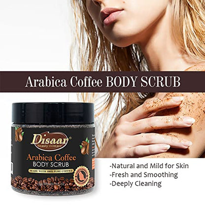 DISAAR BEAUTY Arabica Coffee Body Scrub Remove Dirt Aging Cuticles Reduce Cellulite Refine Pores Nourish Moisturize Skin 200ml/6.76fl.oz