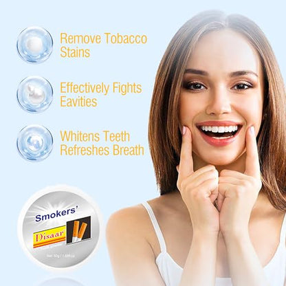 DISAAR BEAUTY Smokers Tooth Powder Remove Tobacco Stains Whitens Teeth Refreshes Breath Amino Acid Lemon Extract 50g / 1.69fl.oz