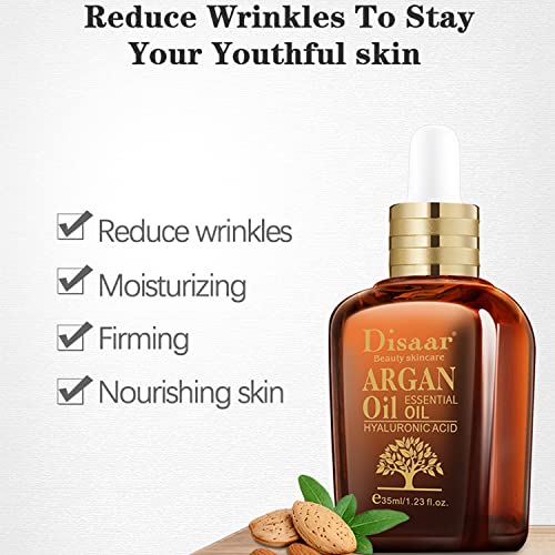 DISAAR Beauty Argan Oil Essential Oil Hyaluronic Acid Soothes Calms Anti-Wrinkle Anti-Aging Moisturizing Repair Skin Care 35ml/1.23fl.oz
