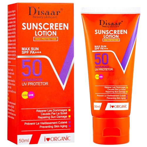 DISAAR BEAUTY Lemon Extract Sunscreen Lotion High Advanced Protection SPF 50 PA+++ UVA/UVB Repair Vitamin C Hydrate Skin 50ml / 1.69fl.oz