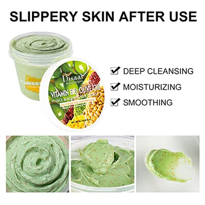 DISAAR BEAUTY Vitamin E Olive Oil Face Body Neck Scrub Cream Anti-Freckle Scar Mark Removal 300ml/10.58fl.oz