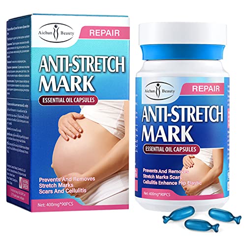 AICHUN BEAUTY Anti-Stretch Mark Essential Oil Capsules Prevents Removes Stretch Marks Scars Cellulitis 400mgx90pcs