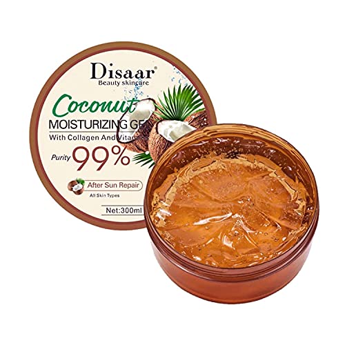 DISAAR Beauty Skincare 99% Coconut Moisturizing Gel Collagen And Vitamins After Sun Repair Prevents Acne Scars 300ml