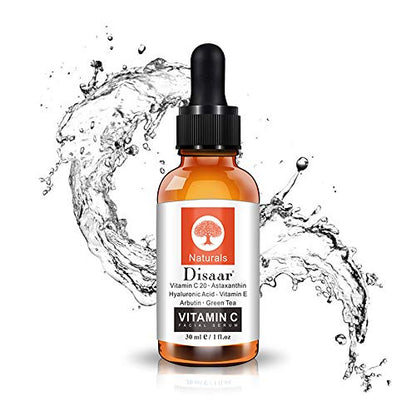 DISAAR BEAUTY Vitamin C Face Facial Serum Astaxanthin Hyaluronic Acid Arbutin Green Tea Skin Science Nature Hydrating Firming 30ml