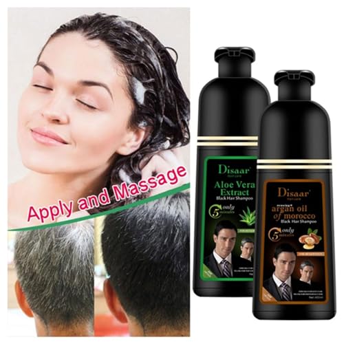 DISAAR BEAUTY Dye Black Hair Shampoo 5 Minutes Only Dying White Grey Yellow Damaged Hair Lasts Up To 4 Weeks Hair Care 400ml / 13.52fl.oz