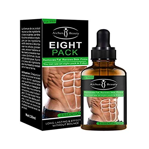 AICHUN BEAUTY Eight Pack Abdominal Essential Oil for Men Strong Waist Manly Torso Smooth Lines Press Fitness Belly Burning Muscle Fat Remove Renews Skin Weight Loss Slimming Cream 30ml