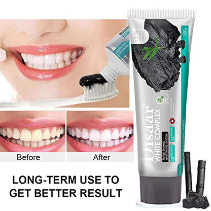 DISAAR BEAUTY Whitening Complex Toothpaste Charcoal Powder Banana Flower Triple Enamel System Fast Tooth Cleaning 100g/3.53oz