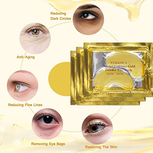 NYKKOLA MultiPairs Gold Eye Mask Powder Crystal Gel Collagen Eye Pads For Anti-Aging & Moisturizing Reducing Dark Circles, Puffiness, Wrinkles