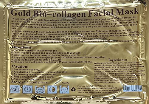 AICHUN BEAUTY 5PCS 24K Gold Gel Collagen Crystal Facial Masks Sheet Patch For Anti Aging Puffiness Anti Wrinkle Moisturizing Deep Tissue Rejuvenation and Hydrates Skin