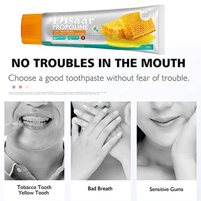 DISAAR BEAUTY Propoline Honey Menthol Toothpaste Fresh Breath Gum Health Fast Teeth Cleaning 100g/3.53oz