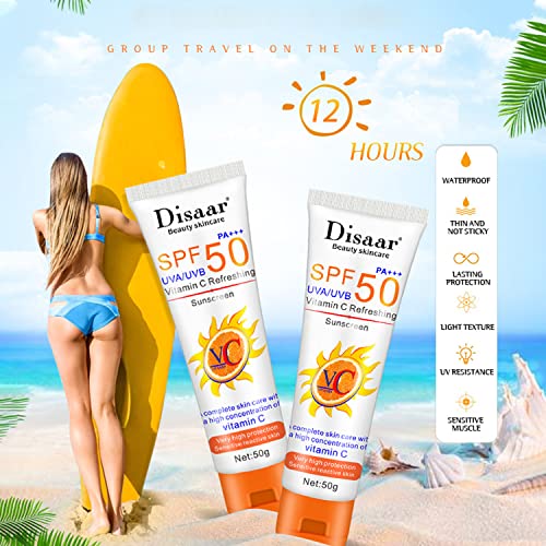 DISAAR BEAUTY Sunscreen SPF50 PA+++ UVA/UVB Vitamin C Refreshing Protection Sensitive Skin 50g/1.76oz