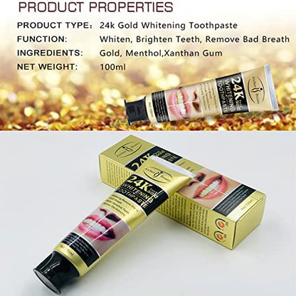 AICHUN BEAUTY 24K Pure Gold Whitening Toothpaste Remove Stains Repair Sensitive Teeth Fresh Breath 100ml/3.38oz