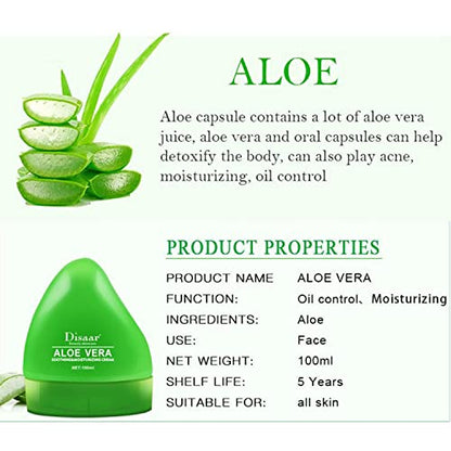 DISAAR Beauty 99% Aloe Vera Soothing Moisturizing Face Cream After Sun Repair Oil Control Acne 100ml/3.38fl.oz