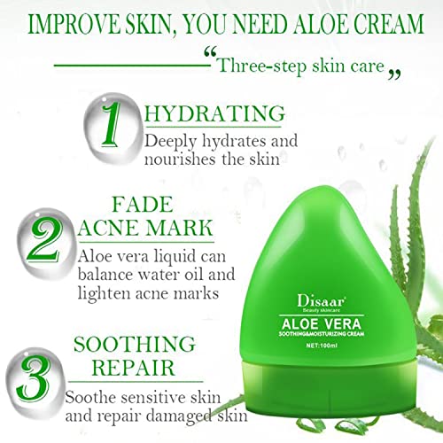 DISAAR Beauty 99% Aloe Vera Soothing Moisturizing Face Cream After Sun Repair Oil Control Acne 100ml/3.38fl.oz