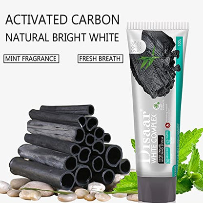 DISAAR BEAUTY Whitening Complex Toothpaste Charcoal Powder Banana Flower Triple Enamel System Fast Tooth Cleaning 100g/3.53oz