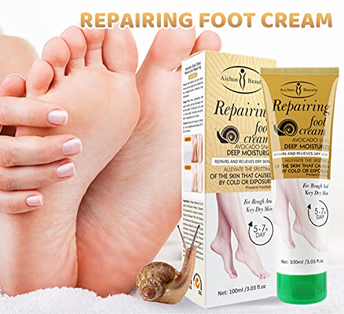 AICHUN BEAUTY Repairing Foot Cream Avocado Snail Deep Moisturizing Prevent Frostbite Relieves Dry Rough Skin 100ml