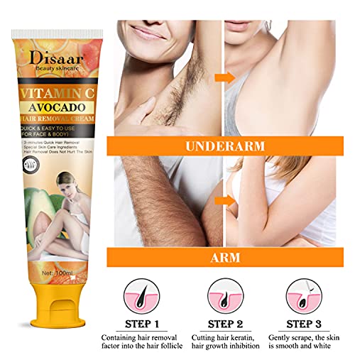 DISAAR BEAUTY Vitamin C Avocado Face Body 3-minutes Quick Hair Removal Cream Depilating Moisturizing Skin 100ml