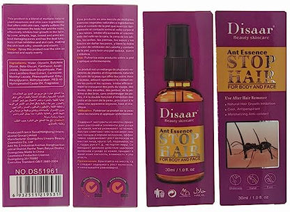 DISAAR BEAUTY Essence Hair Inhibitor Stop Hair Growth Body Face Hand Foot Underarm Moisturizing Anti-Oxidant 30ml/1fl.oz