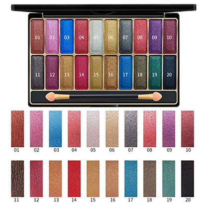 DISAAR Beauty Shiny 20 Color Wet Eye Shadow Palette Makeup Glitter 3D Gold Talcum Powder Waterproof Advanced Nano Technology Long-Lasting Effect 27g