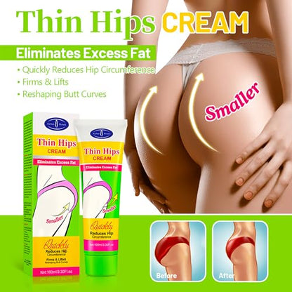 AICHUN BEAUTY Thin Hips Cream Eliminates Excess Fat Reduces Hip Circumference Firms Lifts Reshaping Butt Curves 100ml/3.3fl.oz