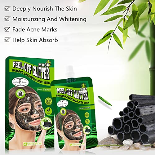 AICHUN BEAUTY Bamboo Charcoal Aloe Vera Peel-Off Glitter Mask Oil-Control Anti-Acne Moisturizing Detox Cleansing 10 minutes Facial Therapy 120ml/4.06fl.oz