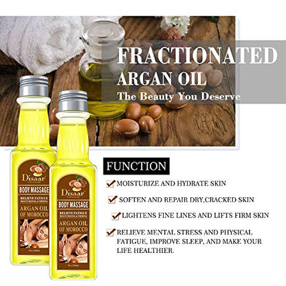 DISAAR BEAUTY Face Body Massage Nourishing Pure Organic Morocco Argan Tree Vitamin E Lavender Jojoba Almond Oil Moisturizing Firming Relieve Fatigue 240ml