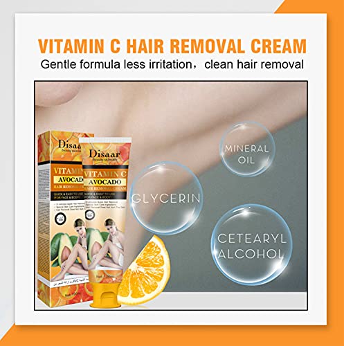 DISAAR BEAUTY Vitamin C Avocado Face Body 3-minutes Quick Hair Removal Cream Depilating Moisturizing Skin 100ml