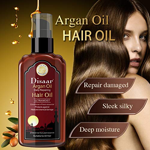 DISAAR Beauty Keratin Argan Hair Oil Ultra Moist Daily Repairing Rich Proteins and Vitamins Protect Hair from Plant Essence 120ml