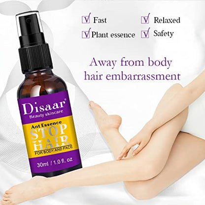 DISAAR BEAUTY Essence Hair Inhibitor Stop Hair Growth Body Face Hand Foot Underarm Moisturizing Anti-Oxidant 30ml/1fl.oz