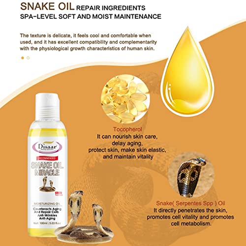 DISAAR Beauty Snake Moisturizing Oil Anti-Aging Anti-Wrinkles Repair Cells Replenish Easy Absorbs 100ml/3.03fl.oz