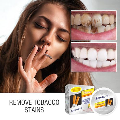 DISAAR BEAUTY Smokers Tooth Powder Remove Tobacco Stains Whitens Teeth Refreshes Breath Amino Acid Lemon Extract 50g / 1.69fl.oz