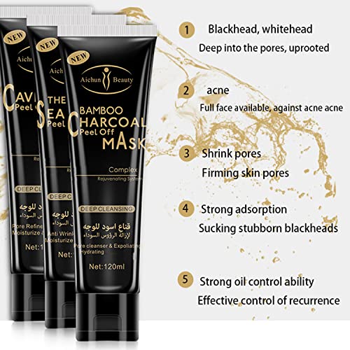 AICHUN BEAUTY Bamboo Charcoal Peel Off Mask Complex Rejuvenating System Deep Cleansing Exfoliating Hydrating 120ml/4.06fl.oz