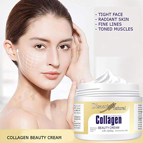 DISAAR BEAUTY Collagen Cream Forehead Neck Lines Smile Wrinkles Facial Spots Dry Skin Weak Muscules Improve Your Face 80g