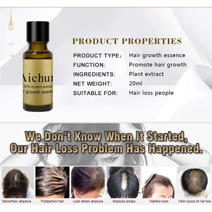 Aichun Hair Growth Essence 100% Plant Extract Hair Loss Scalp Treatments Ginger Genseng Raise Dense Hair Stop Liquid For Damaged Hair Enhance Your Overall Hair Condition 20ml