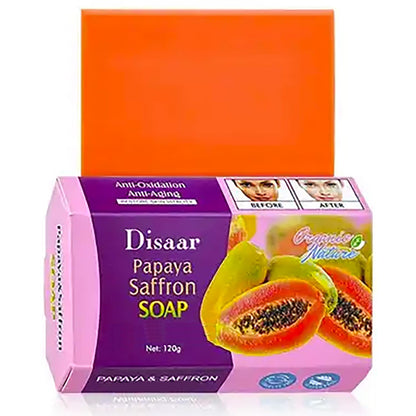 DISAAR Beauty Papaya Saffron Soap Bar Anti-Aging Anti-Oxidation Moisture Foam Repair Skin Care 120g / 4.23oz