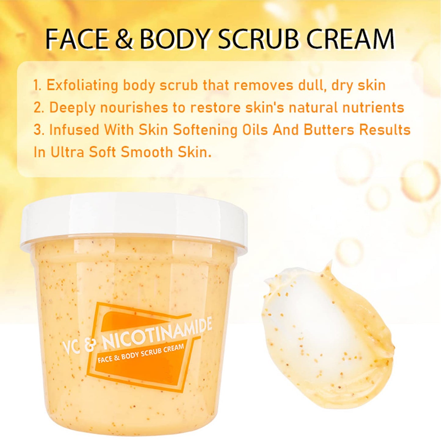 DISAAR BEAUTY Face Neck Body Skin Scrub Cream VC Nicotinamide Removes Dead Cells 300ml/10.58fl.oz