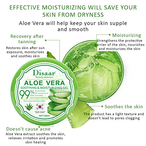 DISAAR Beauty Aloe Vera Anti-Acne Gel Cream Mass Sleep-Free Wash Moisturizing Oil 300ml