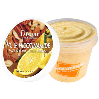 DISAAR BEAUTY Face Neck Body Skin Scrub Cream VC Nicotinamide Removes Dead Cells 300ml/10.58fl.oz