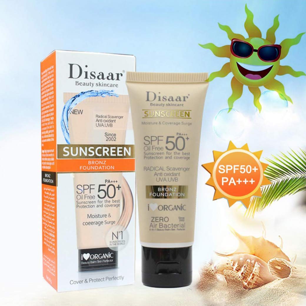DISAAR BEAUTY Sunscreen Foundation Face Cream Body Skin Protection Anti-Aging Oil Control Moisturizing Care Removes Peeling 40g PA+++ SPF 50+