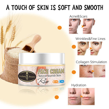 AICHUN BEAUTY Face Cream Natural Rice Moisturizing Anti-Aging Anti-Freckle Repair Damaged Skin Restores Hydration Facial Skin 50ml/1.69fl.oz