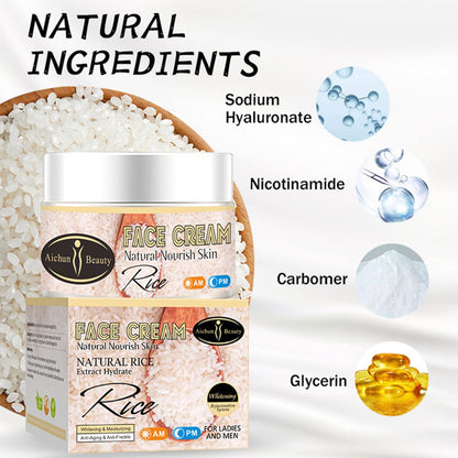 AICHUN BEAUTY Face Cream Natural Rice Moisturizing Anti-Aging Anti-Freckle Repair Damaged Skin Restores Hydration Facial Skin 50ml/1.69fl.oz