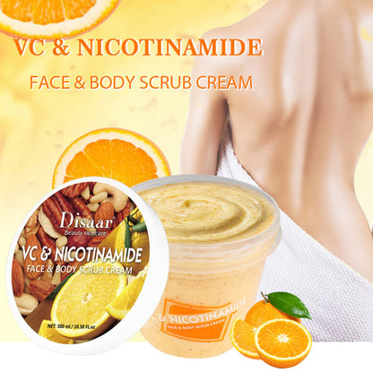 DISAAR BEAUTY Face Neck Body Skin Scrub Cream VC Nicotinamide Removes Dead Cells 300ml/10.58fl.oz