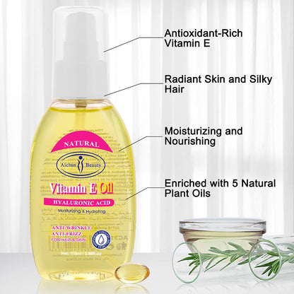 AICHUN BEAUTY Vitamin E Oil Hyaluronic Acid Moisturizing Skin Hydrating Hair Anti-Wrinkle 115ml / 3.89fl.oz